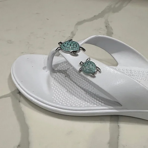 OKA b. White Sandals with Turtle Embellishments - Picture 8 of 12